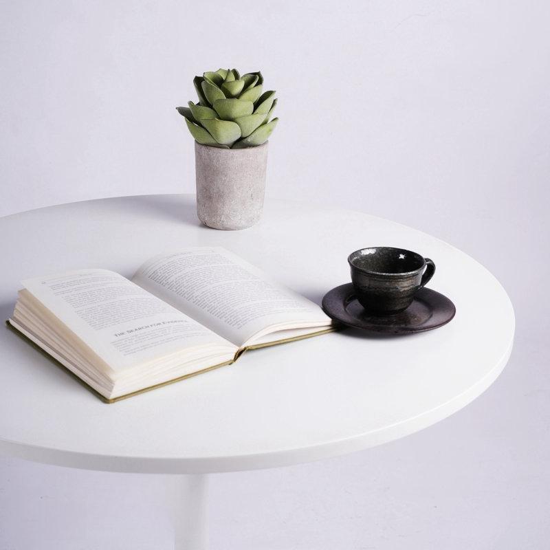 Beyaz Yuvarlak Endüstriyel Ahşap Küçük Mutfak Masası 80 cm Çapında 2 Koltuklu - 85567.0