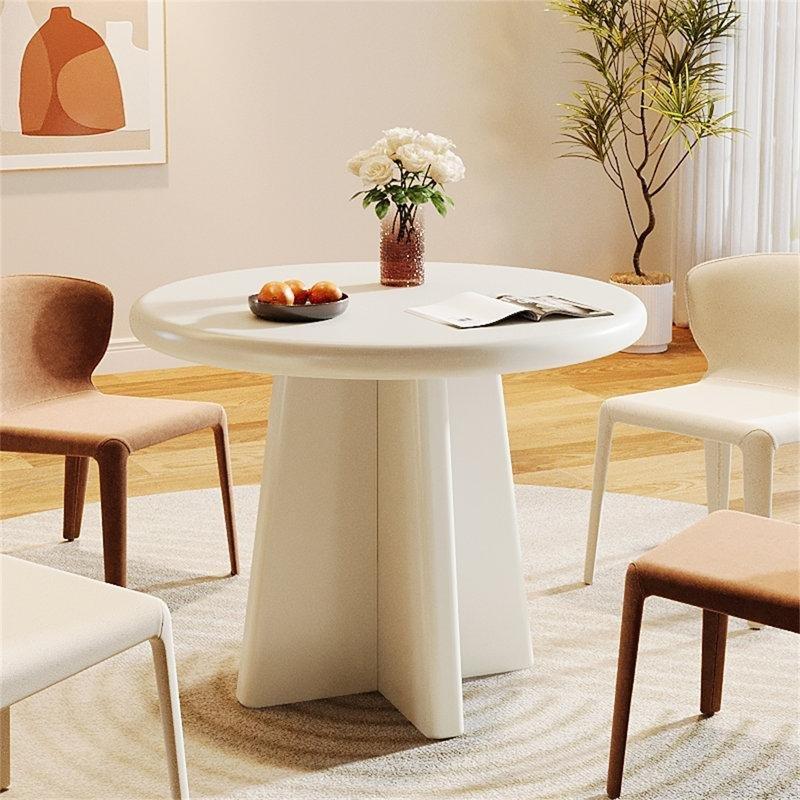 Beyaz Yuvarlak Endüstriyel Ahşap Mutfak Yemek Masası 80 cm - 84973