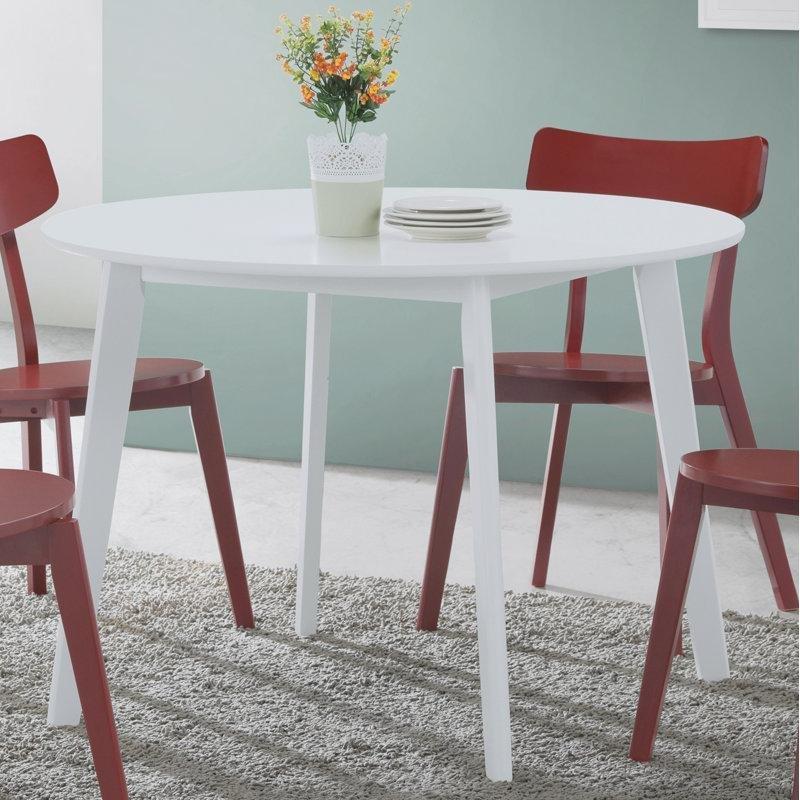 Beyaz Yuvarlak Yemek Masası 106 cm Açılabilir MDF Ahşap Konstruksiyon - 87337