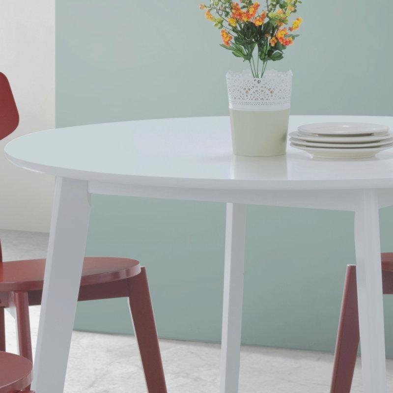 Beyaz Yuvarlak Yemek Masası 106 cm Açılabilir MDF Ahşap Konstruksiyon - 87337