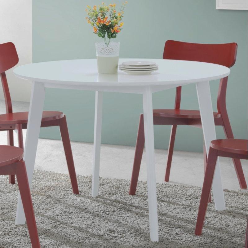 Beyaz Yuvarlak Yemek Masası 106 cm Açılabilir MDF Ahşap Konstruksiyon - 87337