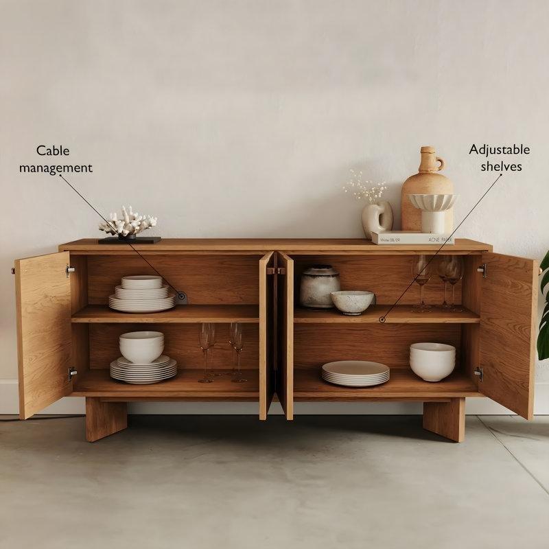 Bourbon Oak Endüstriyel Ahşap 160 cm Genişliğinde Modern Yemek Masası Konsol Takımı - 88465