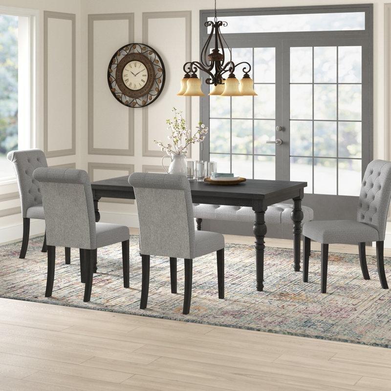 Brookwood Endüstriyel Ahşap Siyah Füme Yemek Masası 6 Kişilik Oturma Grubu - 86881