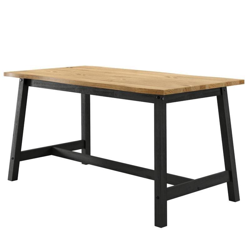 Çam Ağacından Dikdörtgen Yemek Masası 150x80 cm Siyah Ayaklı - 87310