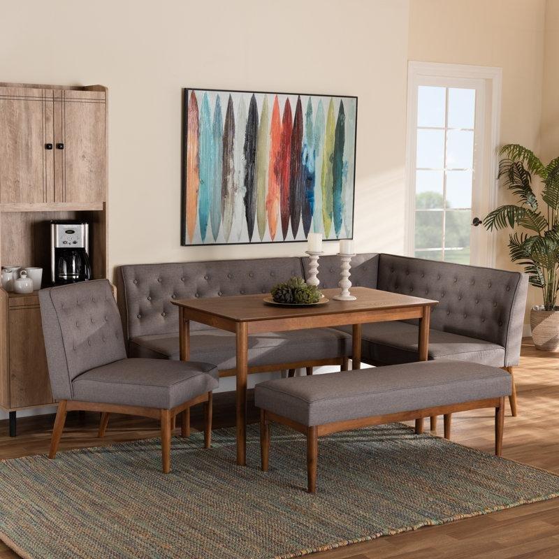 Cerianne Altı Kişilik Ceviz Rengi Mutfak Masası Seti Bench ve Sandalyeli - 88726