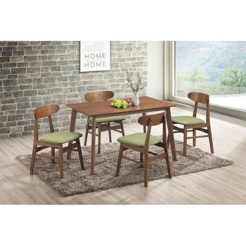 Ceviz Kahverengi Endüstriyel Ahşap 120 cm Dikdörtgen Yemek Masası ve 4 Yeşil Sandalyeli Set - 88012