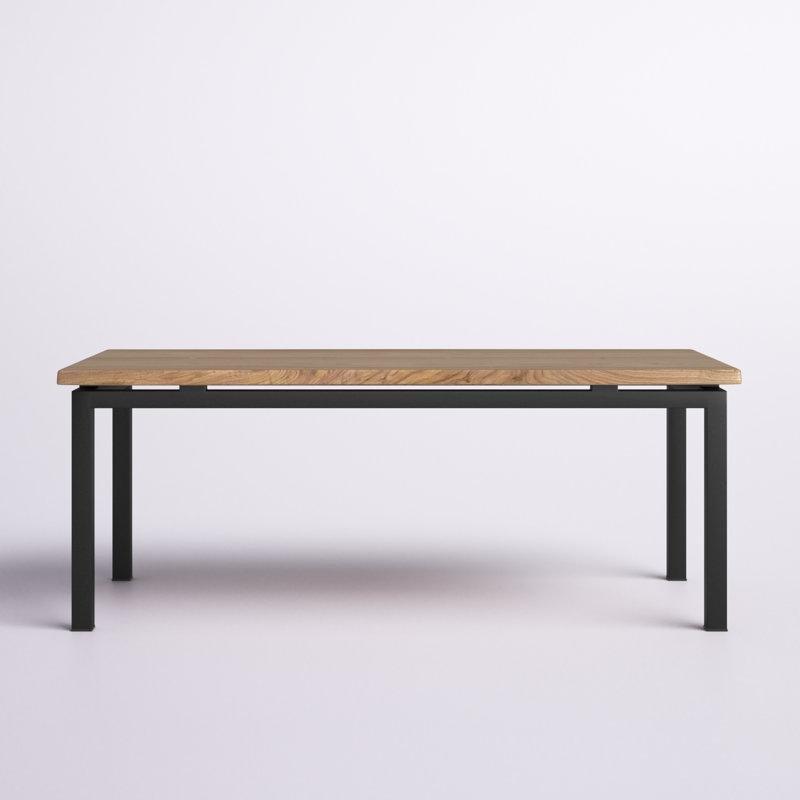 Ceviz Masif Ahşap Tablalı Siyah Metal Ayaklı Kütük Yemek Masası 188x94 cm - 87880