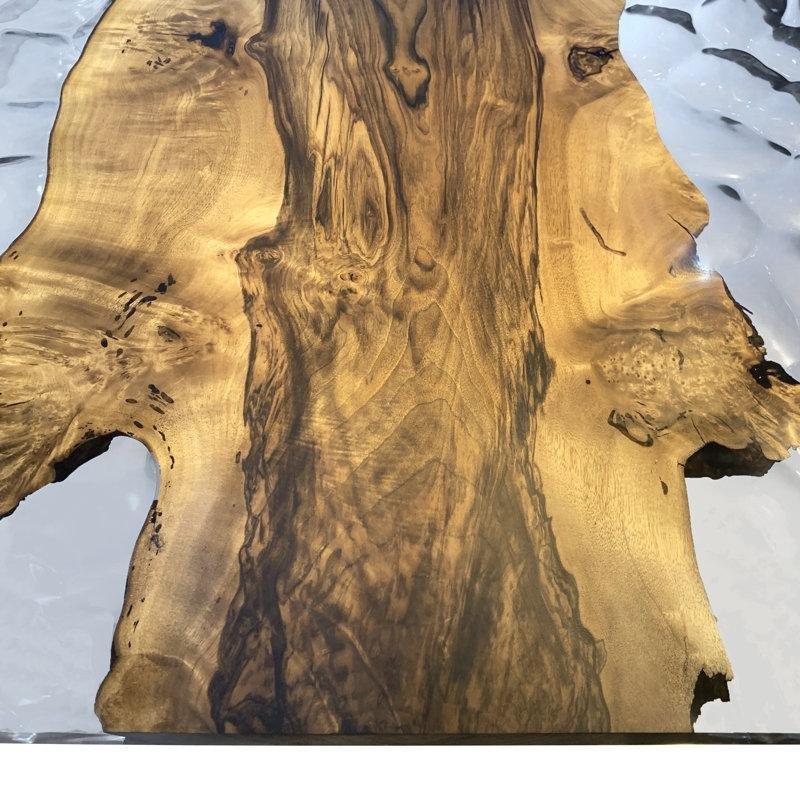 Ceviz Masif Ahşap ve Reçine Karışık Bohem Yemek Masası 275 cm - 83596