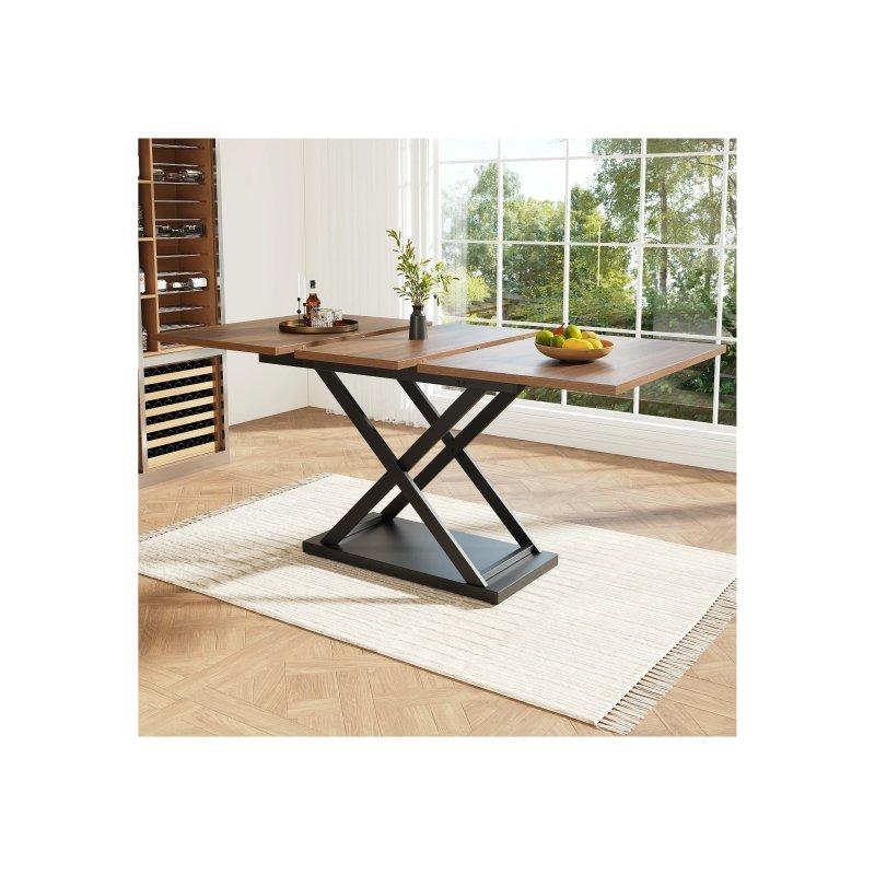 Ceviz Rengi Açılır Yemek Masası 120-160 cm MDF Metal Ayaklı - 83251
