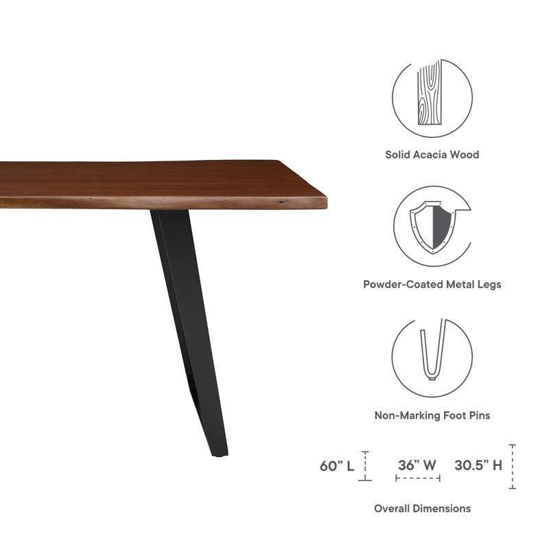 Ceviz Rengi Akasya Ahşap Doğal Kenar Yemek Masası 152 cm - 87838