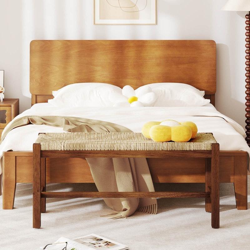 Ceviz Rengi Doğal Saz Oturak 102 cm Yemek Masası Bench - 88285