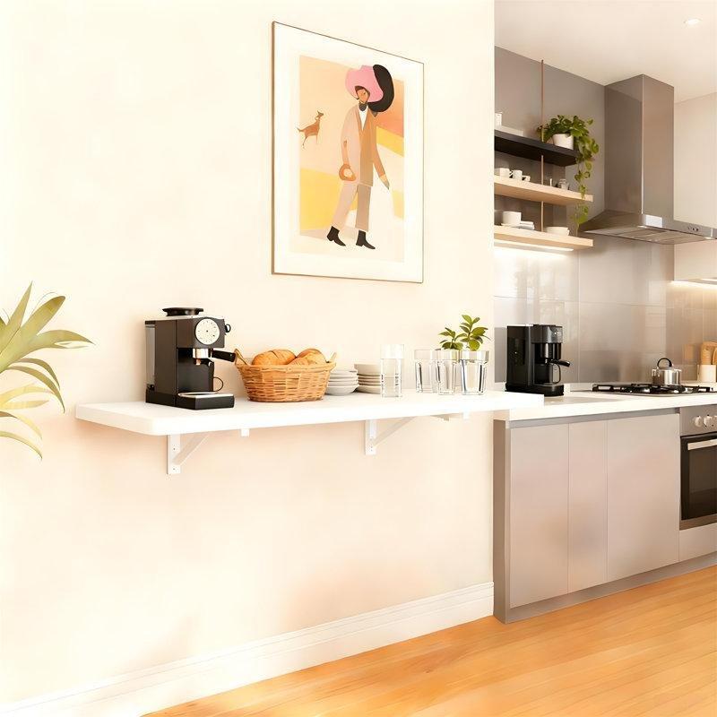 Ceviz Rengi Endüstriyel Ahşap Duvara Monte Katlanır Yemek Masası 80x40x63 cm - 86353