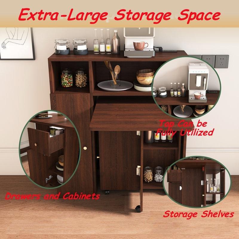 Ceviz Rengi Endüstriyel Ahşap Katlanır Yemek Masası ve Duvar Dolabı Seti - 86359