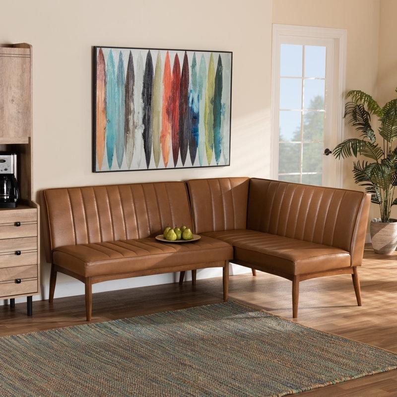 Ceviz Rengi Endüstriyel Ahşap Köşe Yemek Masası Bench Takımı 74 cm - 88318