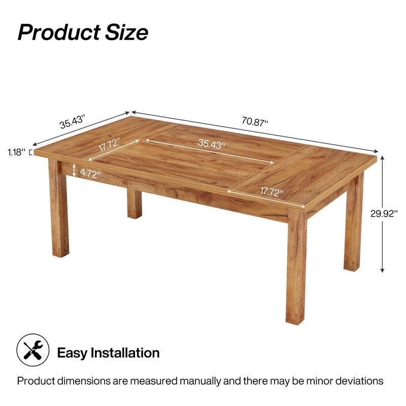 Ceviz Rengi Endüstriyel Ahşap Tabanlı 180 cm Yemek Masası - 84610