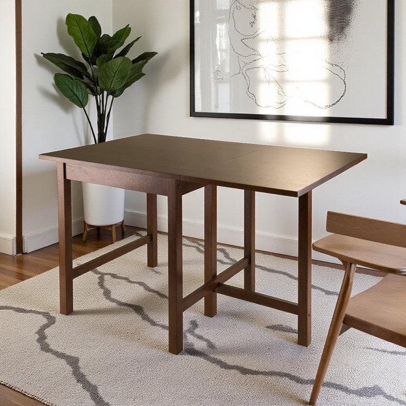 Ceviz Rengi Masif Ahşap Katlanır Yemek Masası 120 cm Genişliğinde - 87745