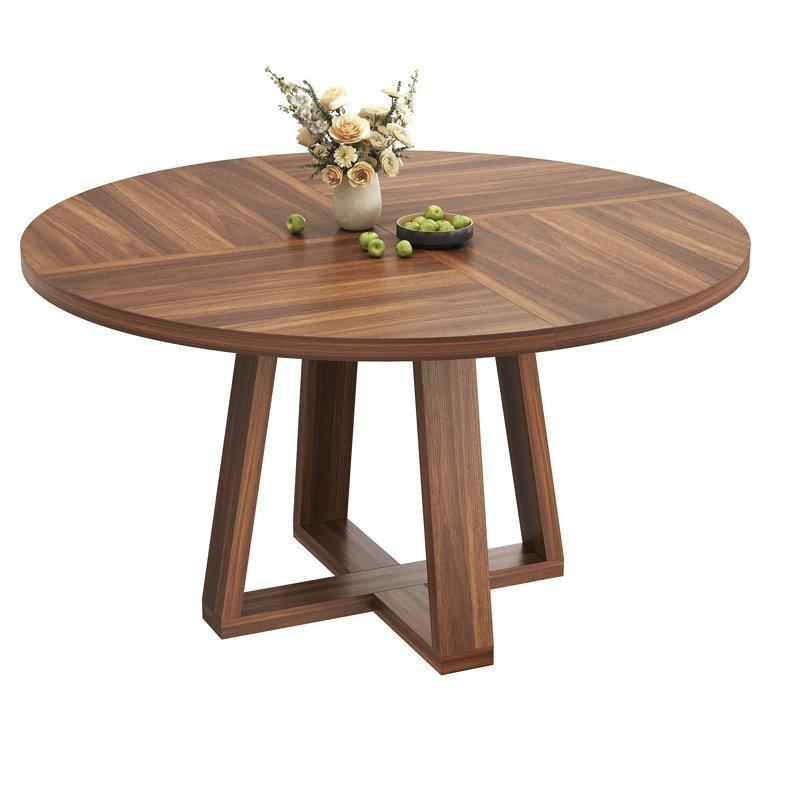 Ceviz Rengi Yuvarlak Yemek Masası 120 cm Çapında 4-6 Kişilik - 85963