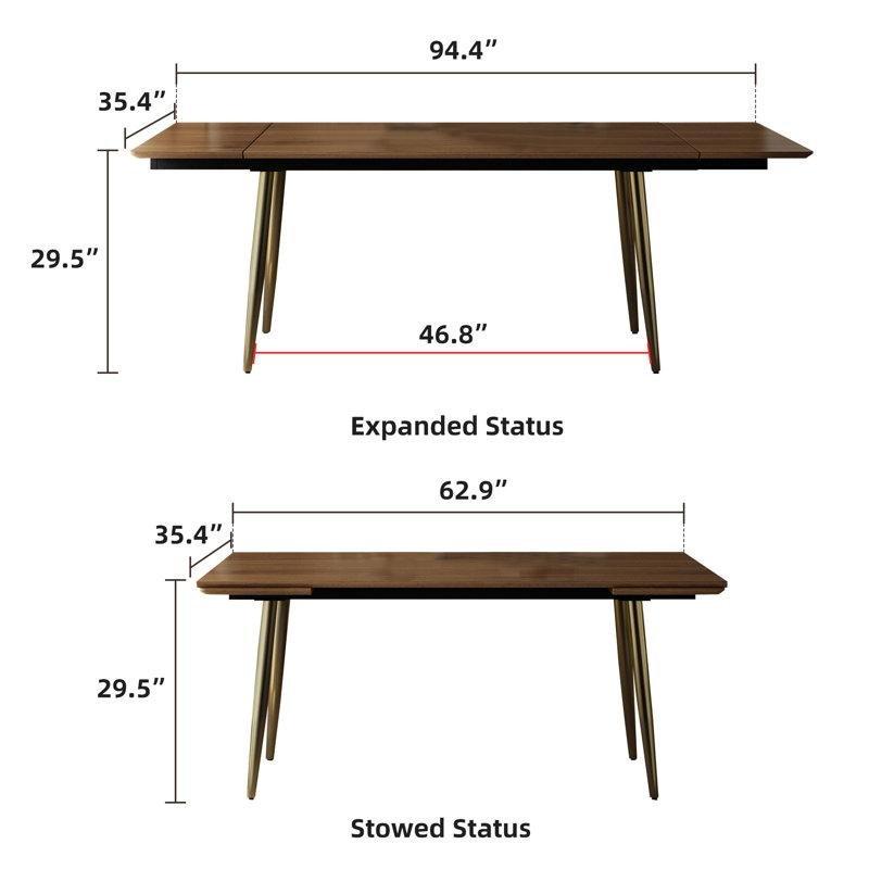 Ceviz Renginde Endüstriyel Ahşap Katlanır Yemek Masası 160-240 cm - 87724