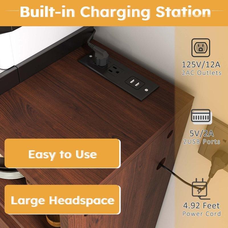 Ceviz Renginde Katlanır Duvara Monte Yemek Masası ve Depolama Ünitesi - 86395