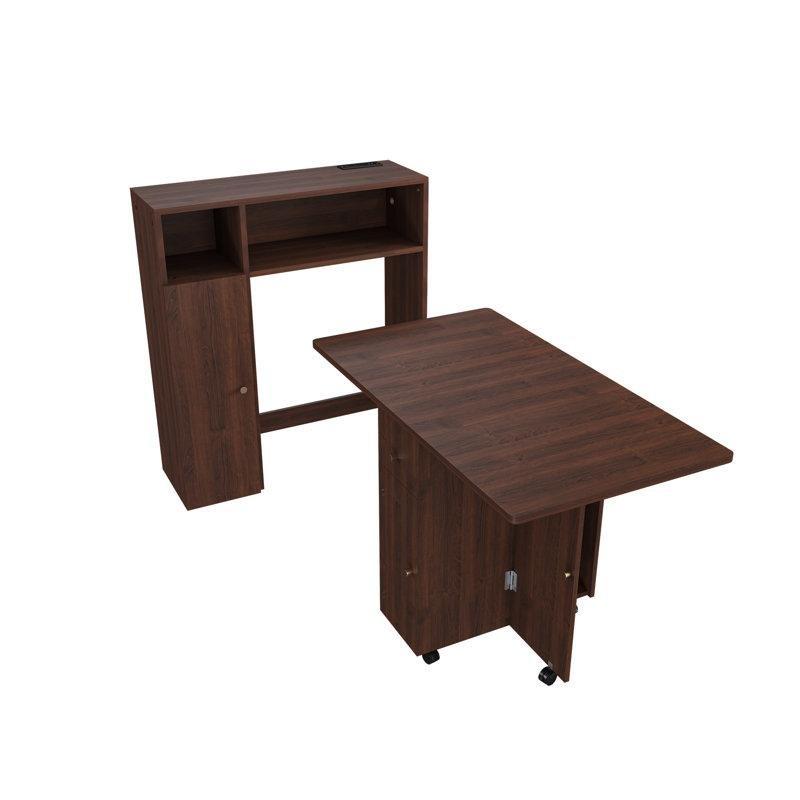 Ceviz Renginde Katlanır Endüstriyel Ahşap Yemek Masası 110x95x30 cm - 86320