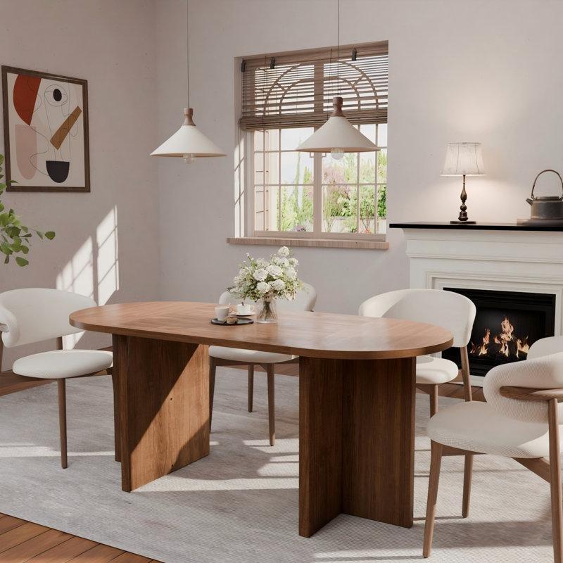 Ceviz Renginde Oval Masif Ahşap 6 Kişilik Yemek Masası 180 cm - 84058