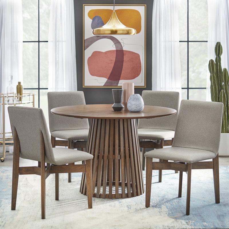 Ceviz Renginde Yuvarlak Endüstriyel Ahşap Küçük Mutfak Masası ve Açık Gri Sandalye Seti - nan Ceviz Renginde Yuvarlak Endüstriyel Ahşap Küçük Mutfak Masası ve Açık Gri Sandalye Seti - nan