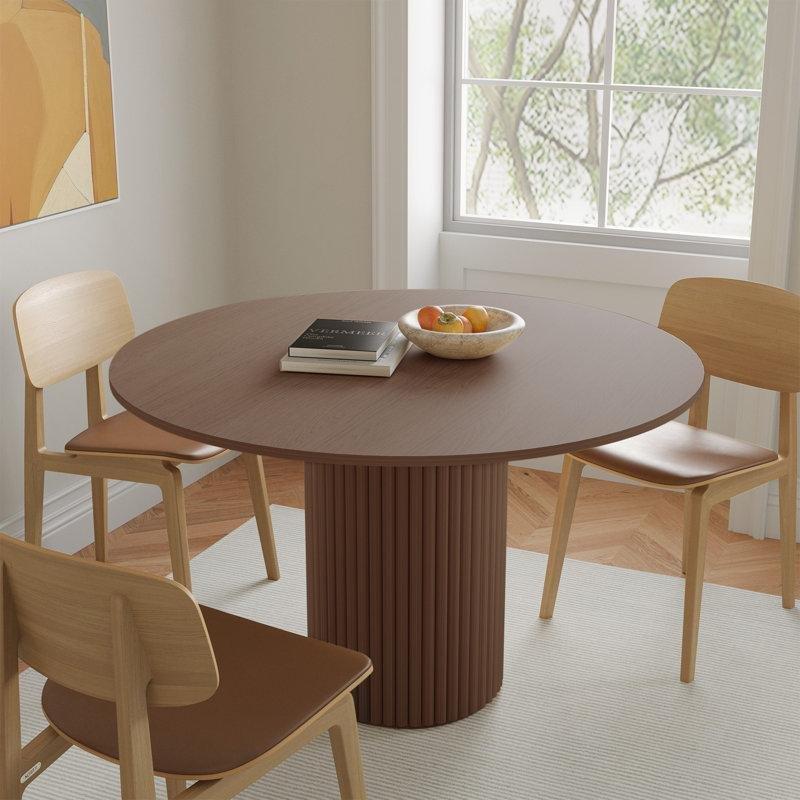 Ceviz Renginde Yuvarlak Masif Ahşap Bohem Yemek Masası 75 cm - 83617