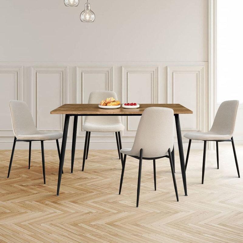 Ceviz Renkli Endüstriyel Ahşap Dört Kişilik Mutfak Masası Takımı 120x70 cm - 85729.0