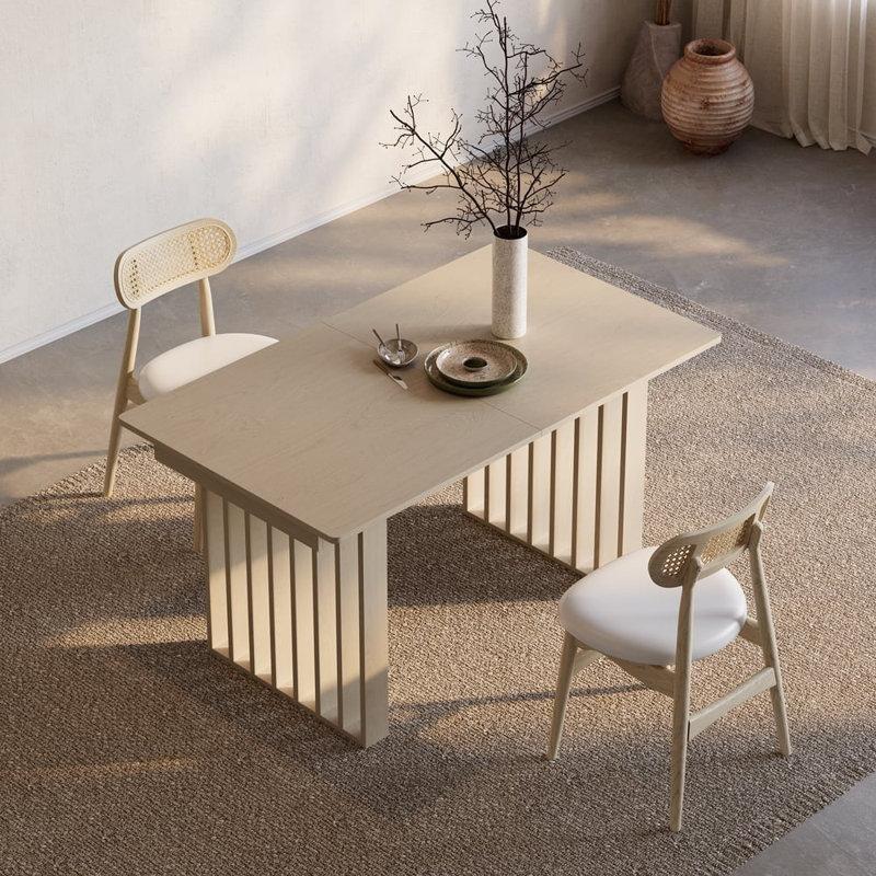Ceviz Renkli Genişletilebilir Japandi Yemek Masası 140-220 cm - 87376