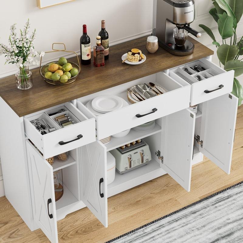 Ceviz ve Beyaz Renk 140 cm Yemek Masası Konsol Takımı 3 Çekmeceli - 88393