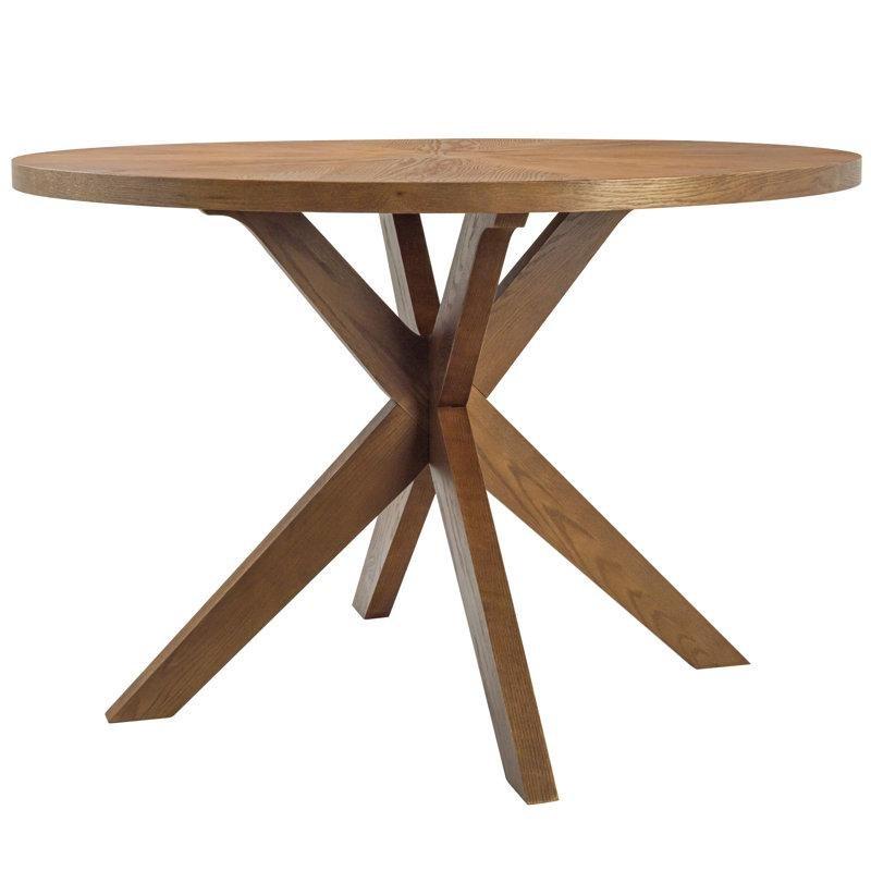 Ceviz Yemek Masası 120 cm Yuvarlak Altı Ayaklı Ahşap - 85957