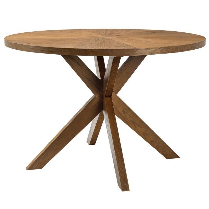 Ceviz Yemek Masası 120 cm Yuvarlak Altı Ayaklı Ahşap - 85957