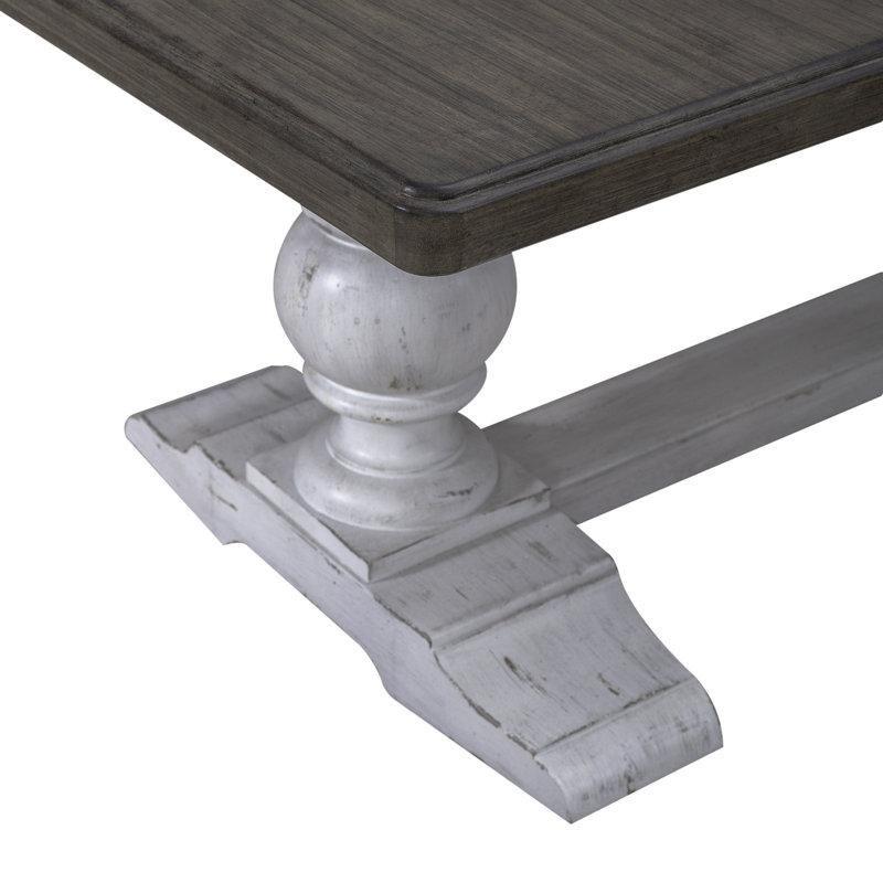 Chalita Masif Ahşap Country Yemek Masası Seti 102 cm Uzatılabilir Beyaz ve Kahverengi 8 Sandalyeli - 86047