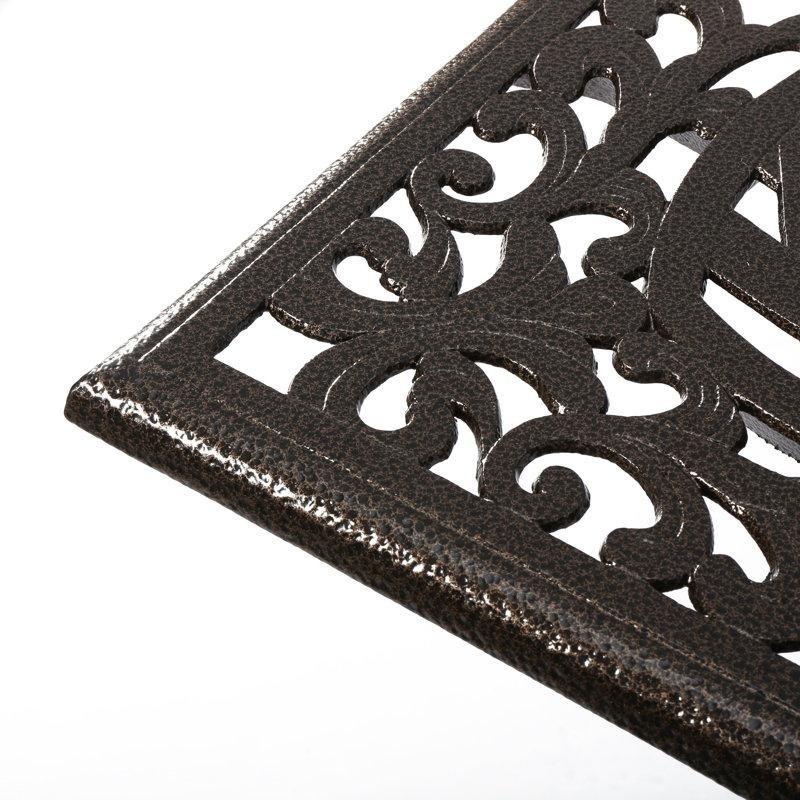 Çiçek Desenli Ferforje Yemek Masası 173x97 cm Bronz - 86851