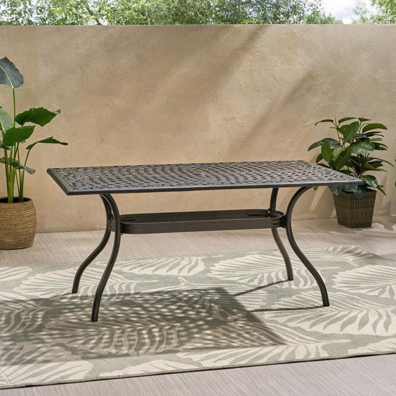 Çiçek Desenli Ferforje Yemek Masası 173x97 cm Bronz - 86851