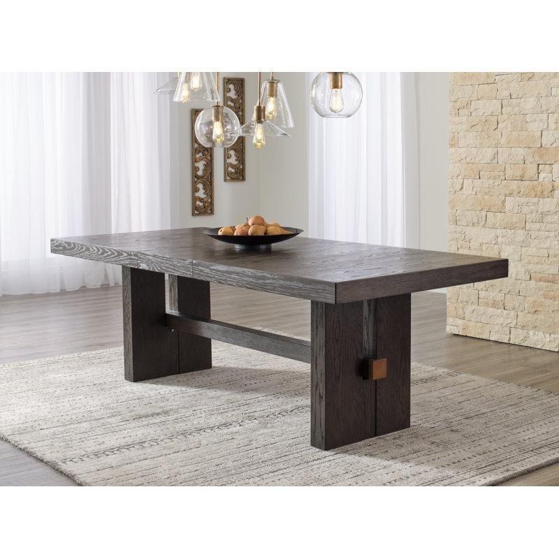 Çift Ayaklı Açılır Yemek Masası Koyu Kahverengi Masif Ahşap 230 cm - 83491