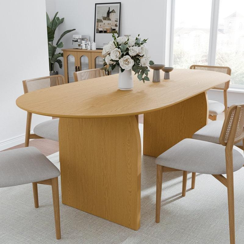 Çift Ayaklı Ceviz Renkli Oval Yemek Masası 170 cm - 84430