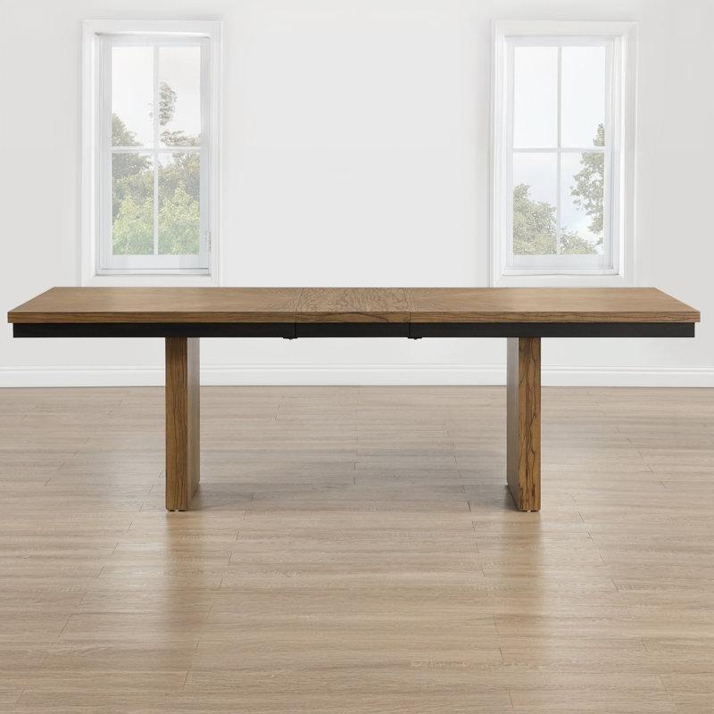 Çift Ayaklı Kahverengi Siyah Açılır Yemek Masası 203 cm - 83536