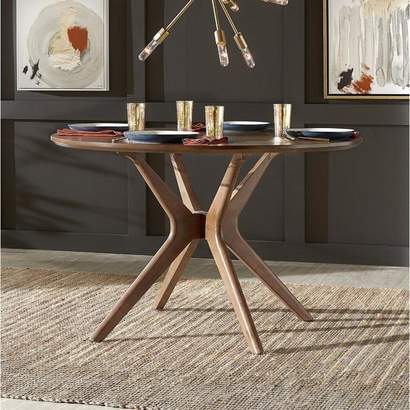 Dark Walnut Endüstriyel Ahşap Yuvarlak Yemek Masası 76 cm Yüksekliğinde - 83629