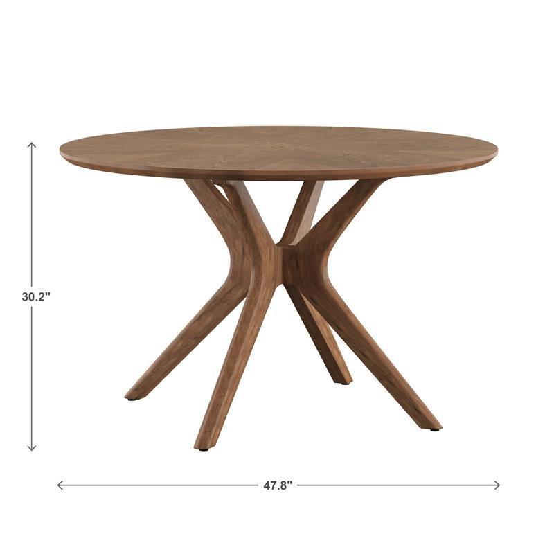Dark Walnut Endüstriyel Ahşap Yuvarlak Yemek Masası 76 cm Yüksekliğinde - 83629