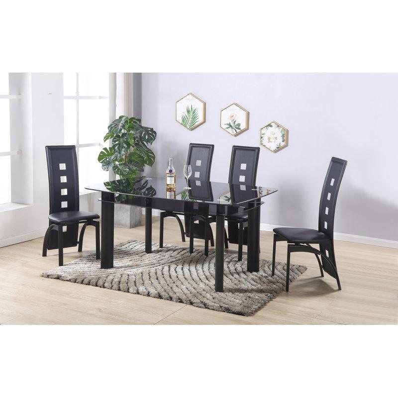 Dikdörtgen Cam Tablalı Metal Ayaklı Yemek Masası 60x40 cm - 84697