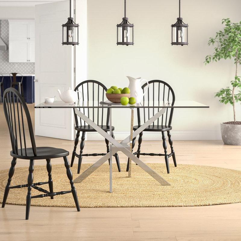 Dikdörtgen Cam Tablalı Metal Ayaklı Yemek Masası 60x90 cm - 84796