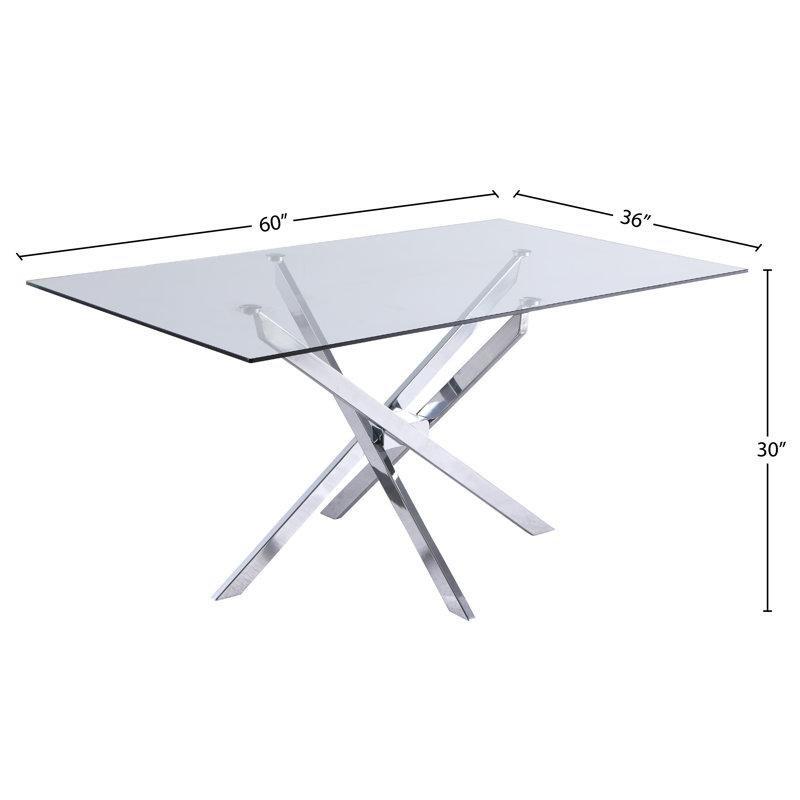 Dikdörtgen Cam Tablalı Metal Ayaklı Yemek Masası 60x90 cm - 84796