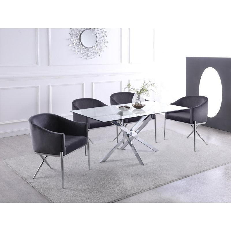 Dikdörtgen Cam Tablalı Metal Ayaklı Yemek Masası 60x90 cm - 84796