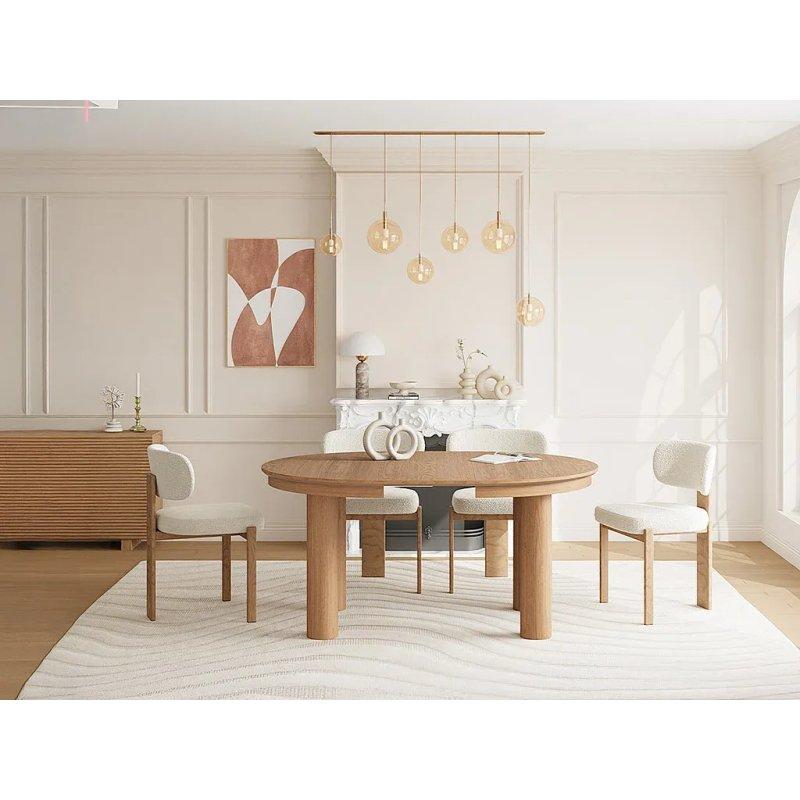 Doğal Açık Meşe Kaplı Yuvarlak Açılır Yemek Masası 200x120 cm - 83302