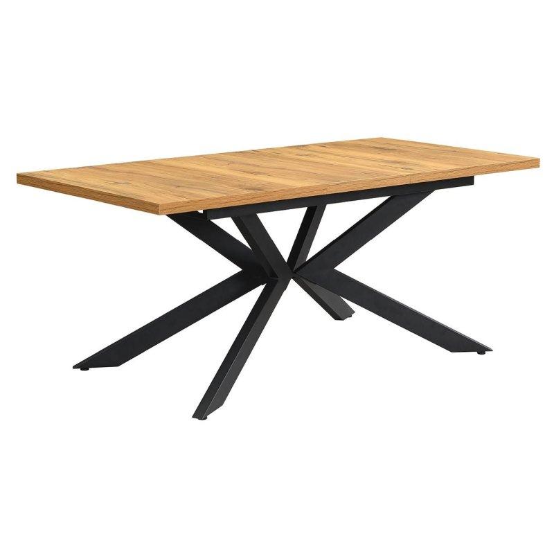 Doğal Ahşap Açılır Yemek Masası 140-220 cm Siyah Metal Ayaklı - 83773