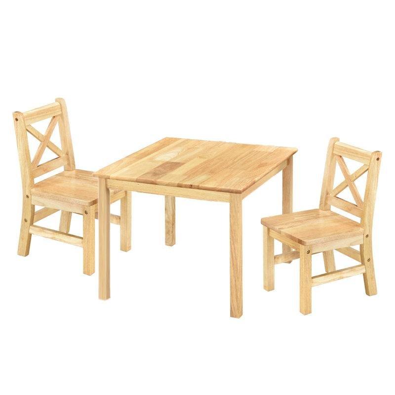Doğal Ahşap Çocuk Yemek Masası ve Sandalye Seti 3 Parça - 86518