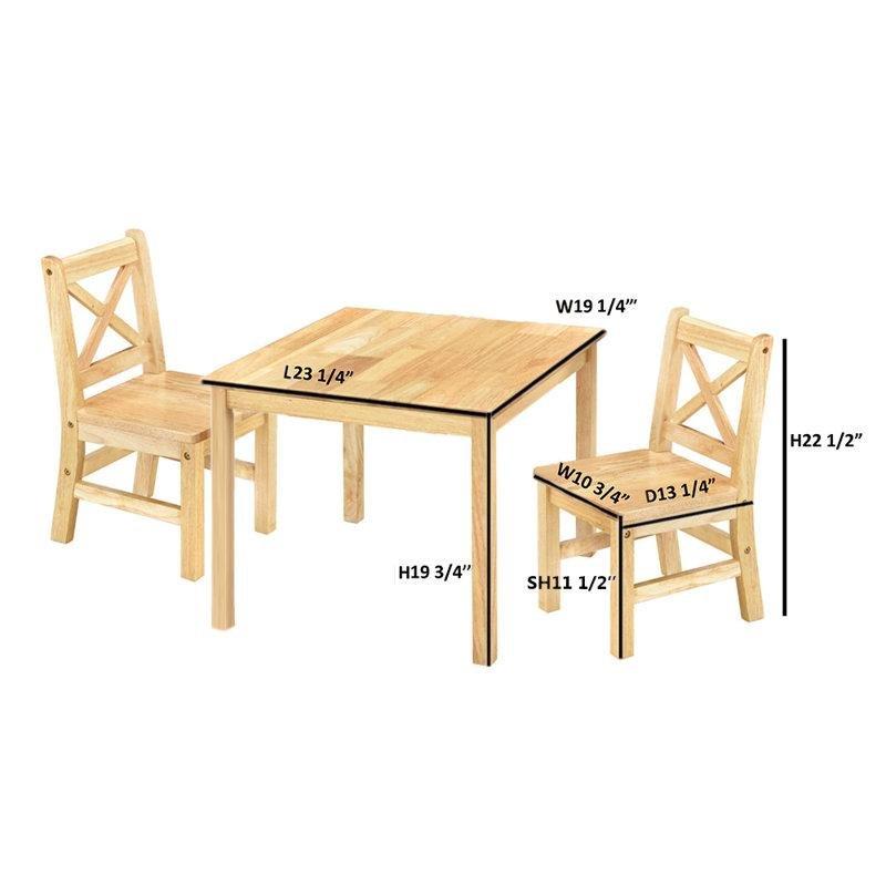 Doğal Ahşap Çocuk Yemek Masası ve Sandalye Seti 3 Parça - 86518