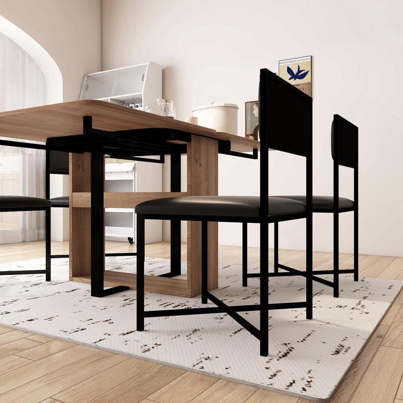 Doğal Ahşap Genişletilebilir Katlanır Mutfak Masası Seti 160x80 cm 4 Siyah Sandalyeli - 85408.0