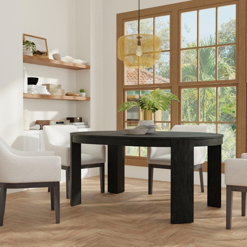 Doğal Ahşap Genişletilebilir Yuvarlak Yemek Masası 122 cm - 84379